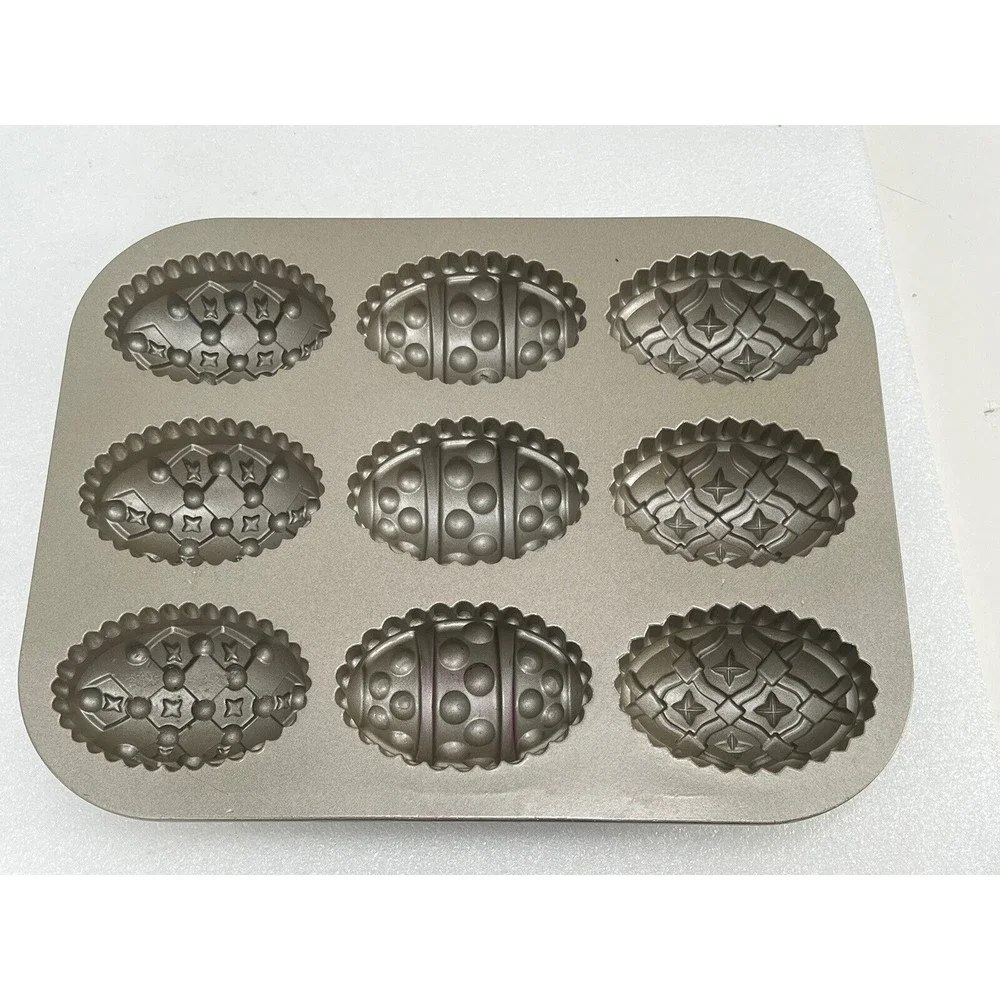 Nordic Ware Easter Egg Baking Mold 9 Muffin Mini Cake Cast Aluminum Pan USA